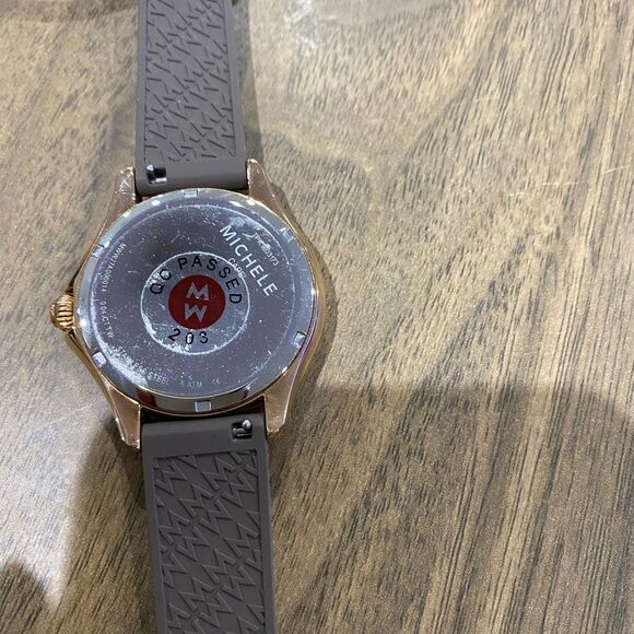 MICHELE Cape Smokey Quartz, Rose Goldtone Stainless Steel & Silicone Strap Watch - Picture 5 of 9